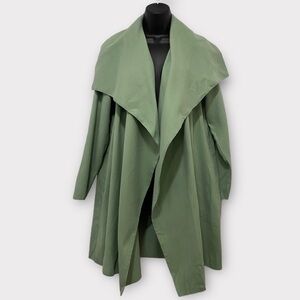 SHEIN Sage Green Draped Open Front Shawl Collar Coat Jacket Size Medium
